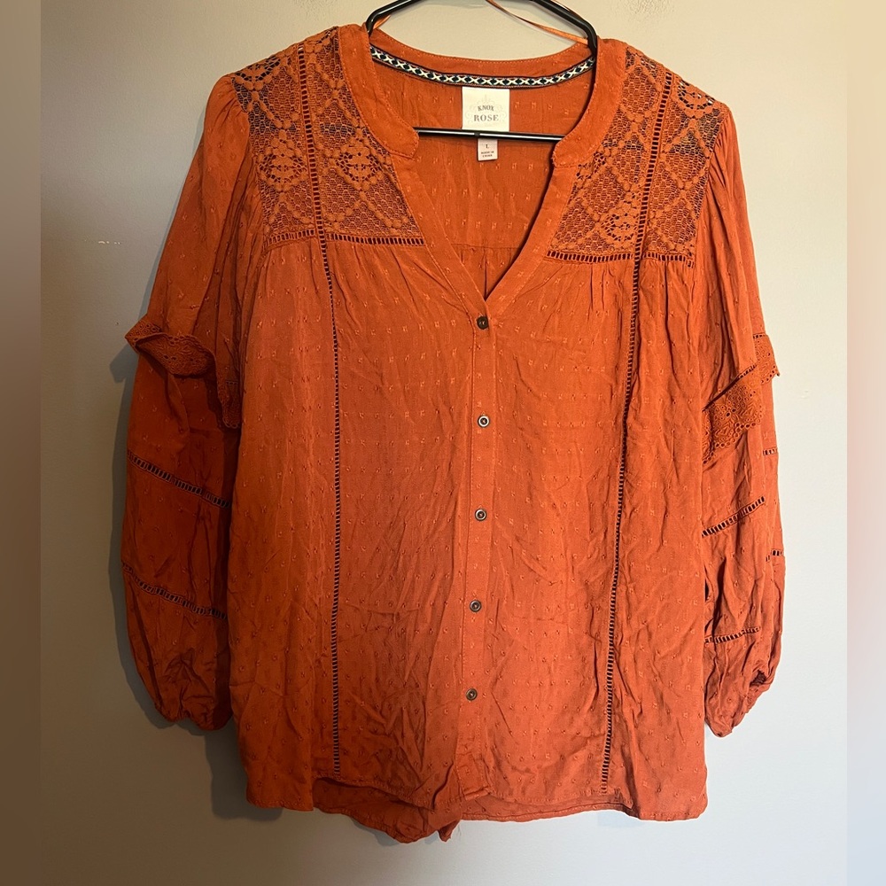 Knox Rose Button-Up Top Size Large